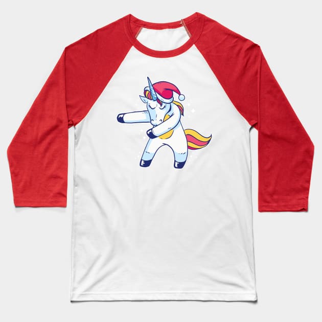 Christmas Unicorn Dab! Baseball T-Shirt by rjzinger